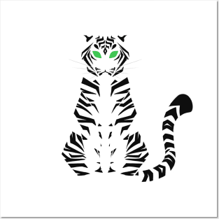 White Minimalist Tiger Posters and Art